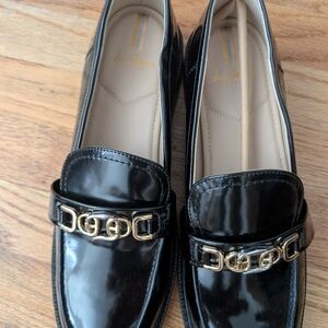 Sam Edelman Women's Black Patent Leather Loafers with Gold Accent NWOT Size 11